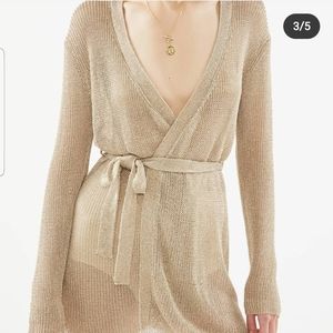 Gold Mini Wrap Sweater
